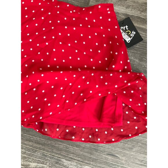 Art Class Girl's Red & White Polka Dot Chiffon lined Skirt size M 8 NEW - Picture 3 of 4